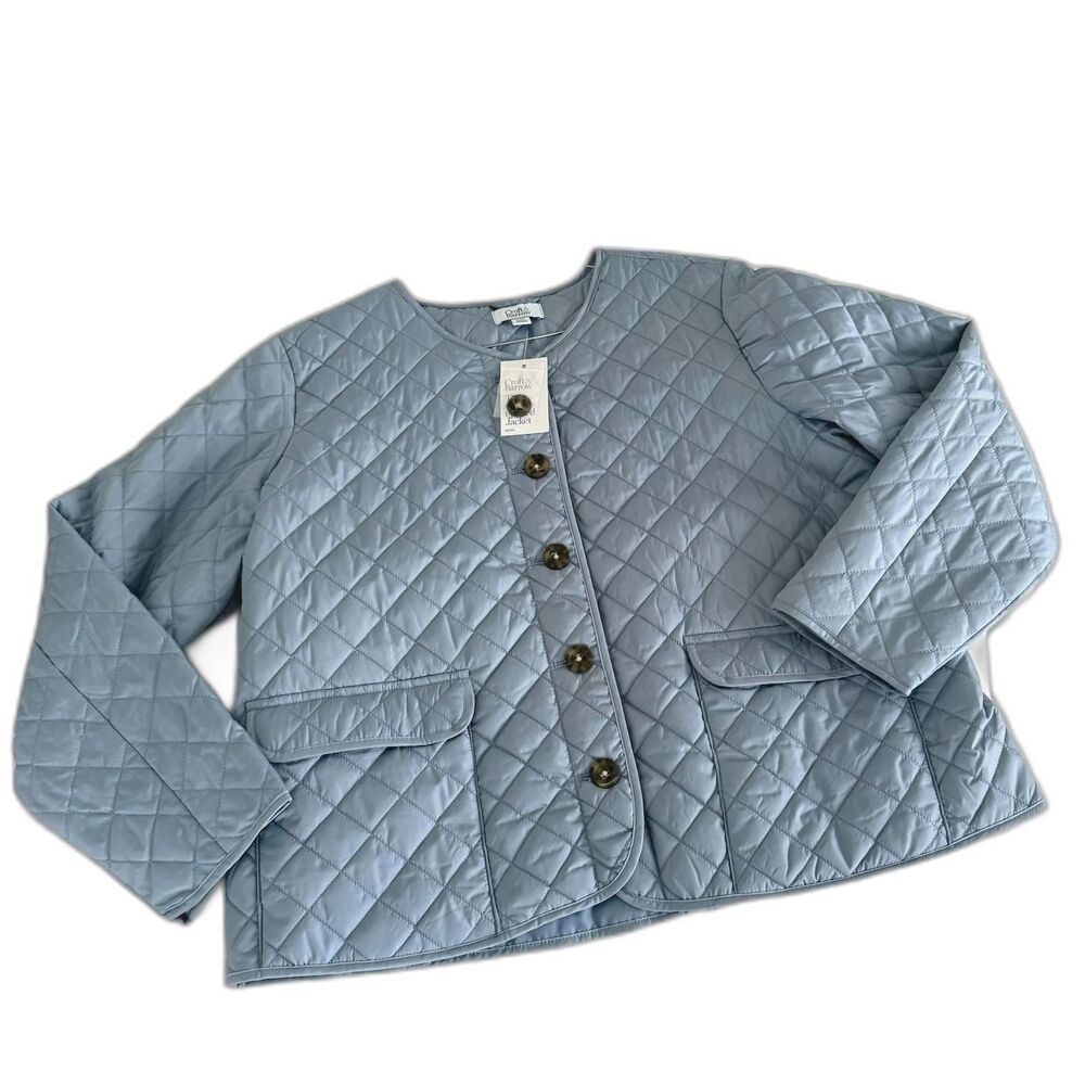 Croft and Barrow Women's PETITE PXXL Quilted Spring Jacket Blue NWT Plus Size